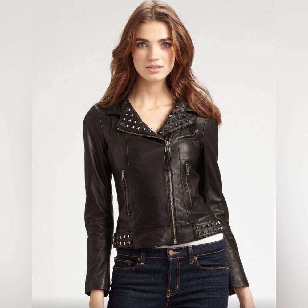Mackage leather jacket with studding detail